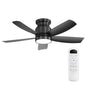 42" Flush Mount Ceiling Fan with LED Light & Remote – Dimmable 3CCT, Reversible DC Motor | Black, Gold & Black+Gold Black