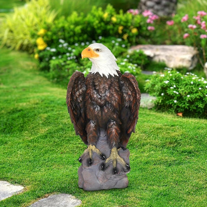Large Bald Eagle Garden Statue | 24.4" Hand-Painted American Eagle Sculpture — Patriotic Indoor & Outdoor Decor