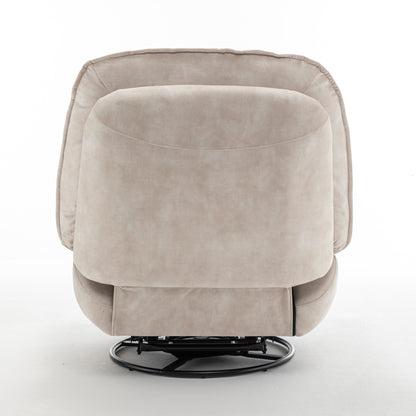 Ivory Gold-Stamped Velvet Recliner – Swivel Glider, 150° Recline & Detachable Phone Holder