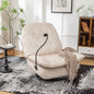 Ivory Gold-Stamped Velvet Recliner – Swivel Glider, 150° Recline & Detachable Phone Holder