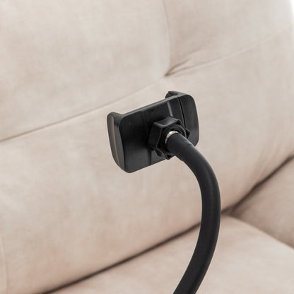 Ivory Gold-Stamped Velvet Recliner – Swivel Glider, 150° Recline & Detachable Phone Holder