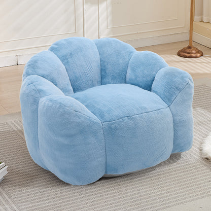 Lotus Bean Bag Sofa Chair | No-Assembly Memory Foam Lounger with Pull Ring & Anti-Fouling Fabric — 6 Colors Blue
