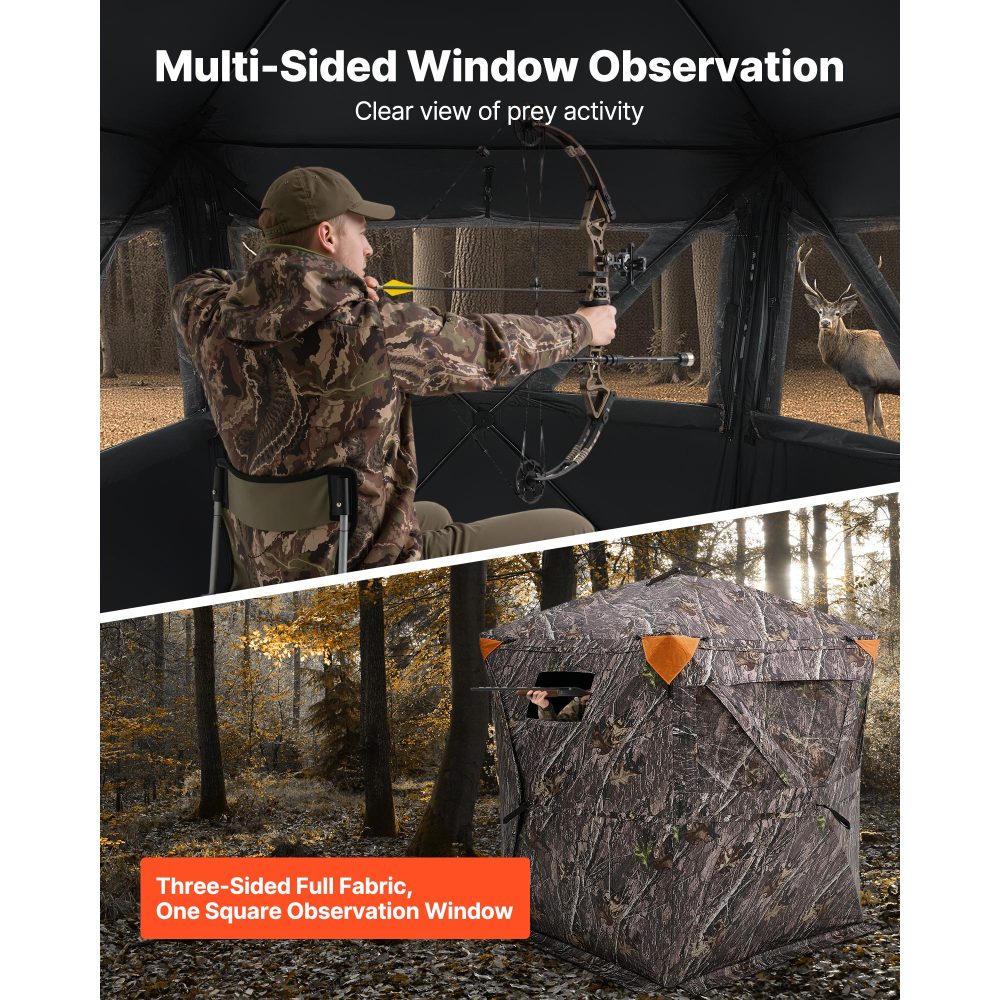 270° See-Through Hunting Blind | 1–2 Person Pop-Up Ground Blind for Deer & Turkey with Carry Bag
