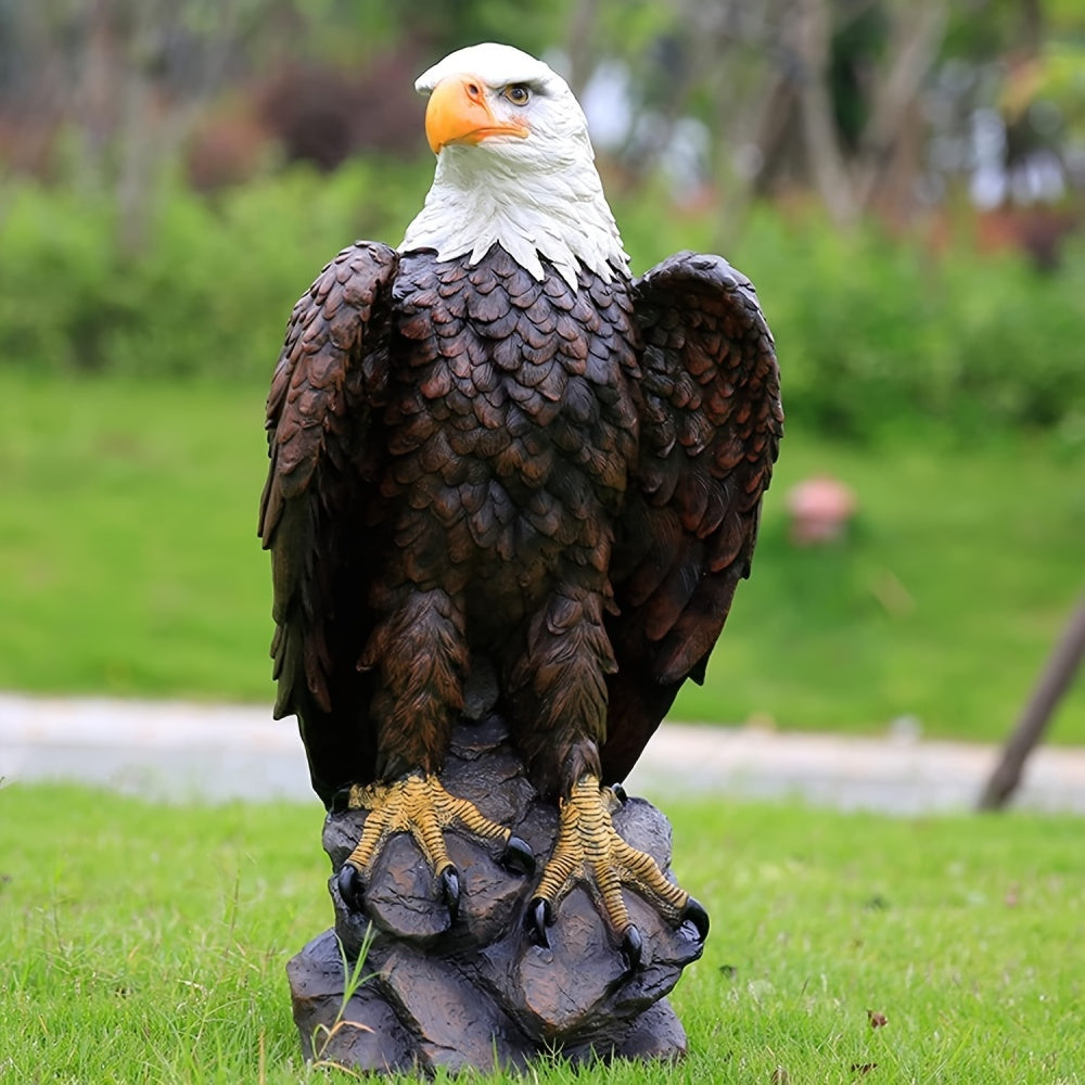 Large Bald Eagle Garden Statue | 24.4" Hand-Painted American Eagle Sculpture — Patriotic Indoor & Outdoor Decor