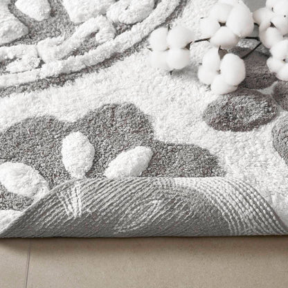 Round Medallion Tufted Cotton Bath Rug – 25", Plush, Super Absorbent, Machine Washable