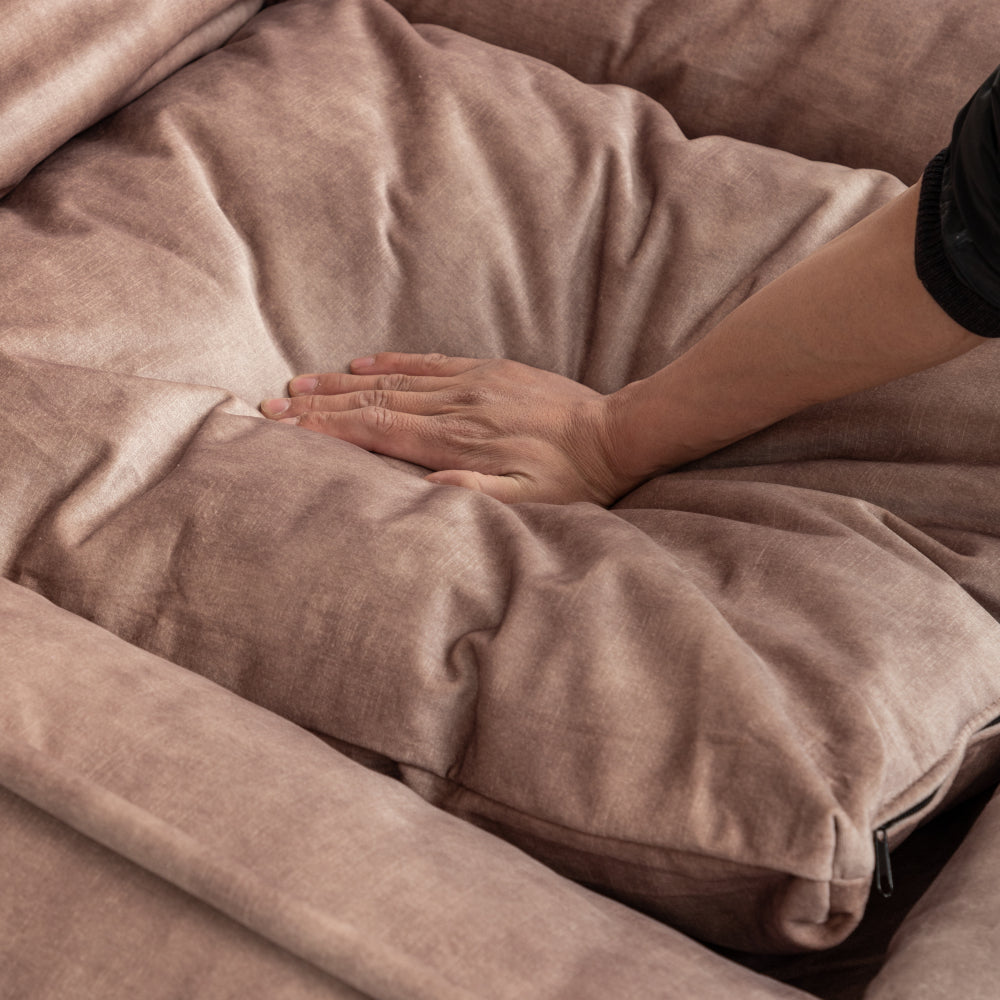Oversized Velvet Floor Sofa Bed – 5 Adjustable Positions, Massage Pillow, 350 lb Capacity