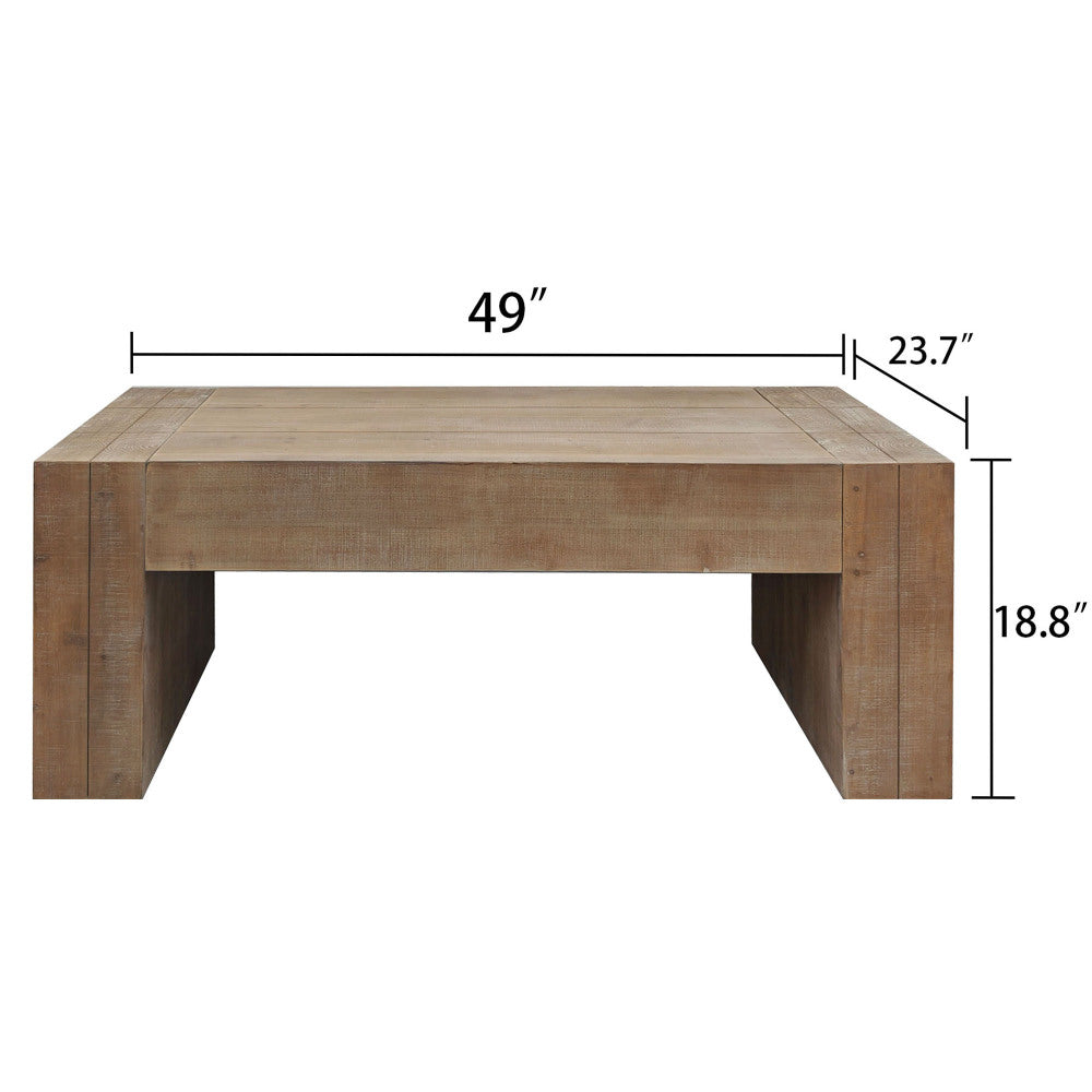 Rustic Farmhouse Coffee Table | 49" Rectangular Living Room Center Table with Distressed Wood Finish