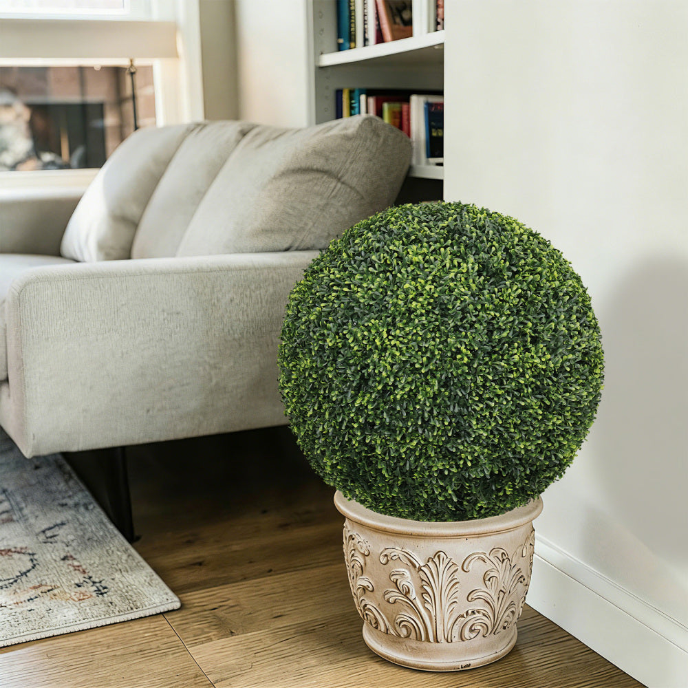 Artificial Topiary Ball Set of 2 | Faux Boxwood Outdoor Spheres, Garden & Porch Décor – 18.5" or 22.4"