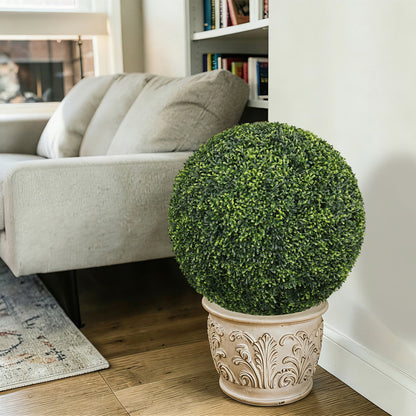 Artificial Topiary Ball Set of 2 | Faux Boxwood Outdoor Spheres, Garden & Porch Décor – 18.5" or 22.4"