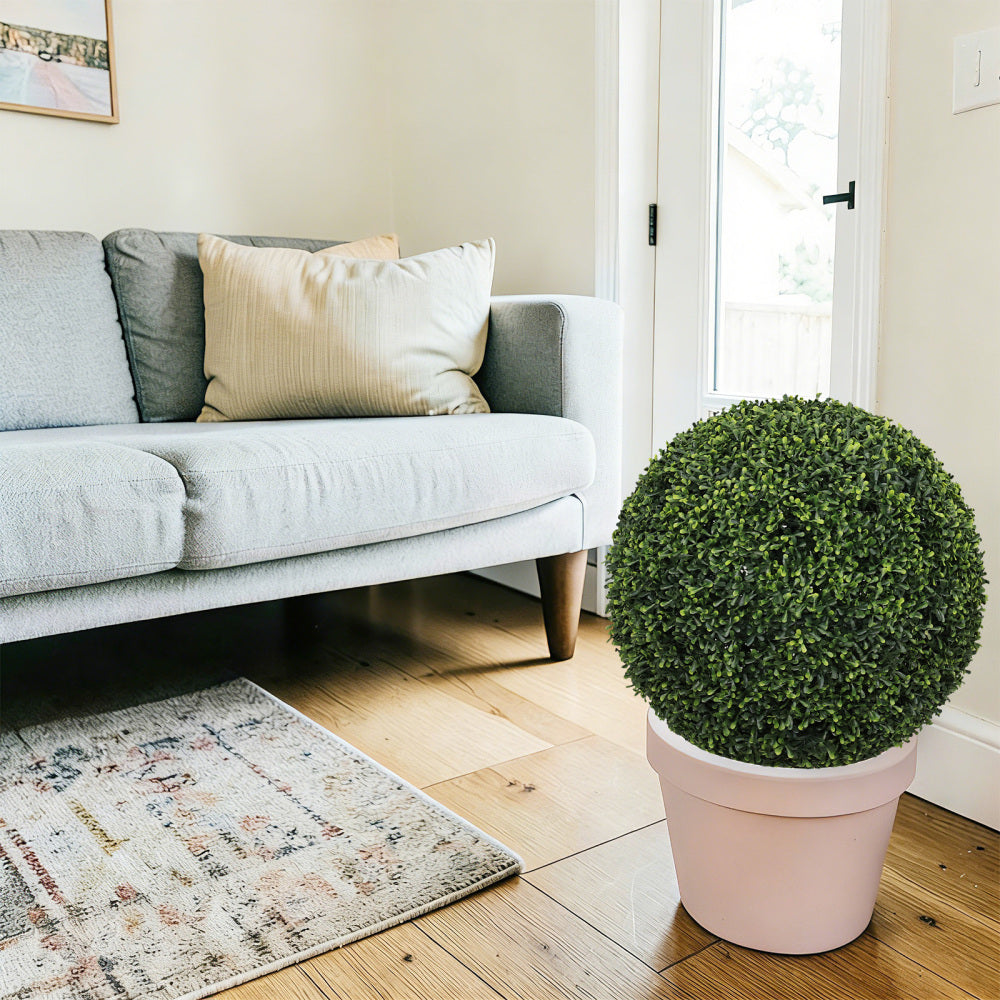 Artificial Topiary Ball Set of 2 | Faux Boxwood Outdoor Spheres, Garden & Porch Décor – 18.5" or 22.4"