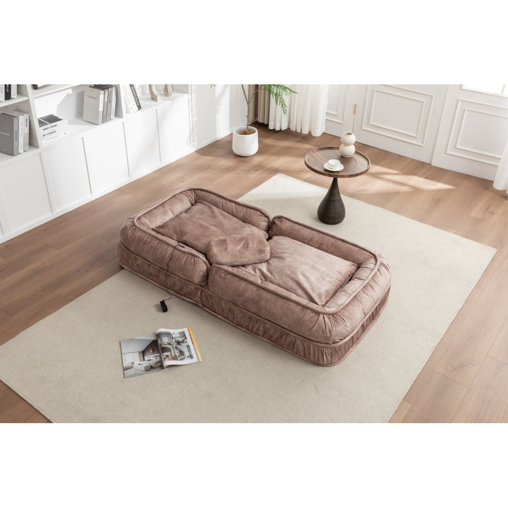 Oversized Velvet Floor Sofa Bed – 5 Adjustable Positions, Massage Pillow, 350 lb Capacity