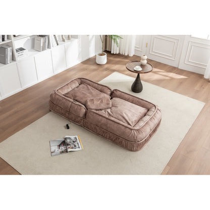 Oversized Velvet Floor Sofa Bed – 5 Adjustable Positions, Massage Pillow, 350 lb Capacity