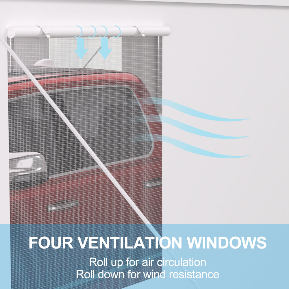 10×20 FT Portable Carport Garage | Heavy-Duty Galvanized Steel Frame with 2 Roll-Up Doors & 4 Ventilated Windows — White / Grey