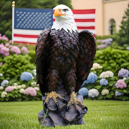 Large Bald Eagle Garden Statue | 24.4" Hand-Painted American Eagle Sculpture — Patriotic Indoor & Outdoor Decor