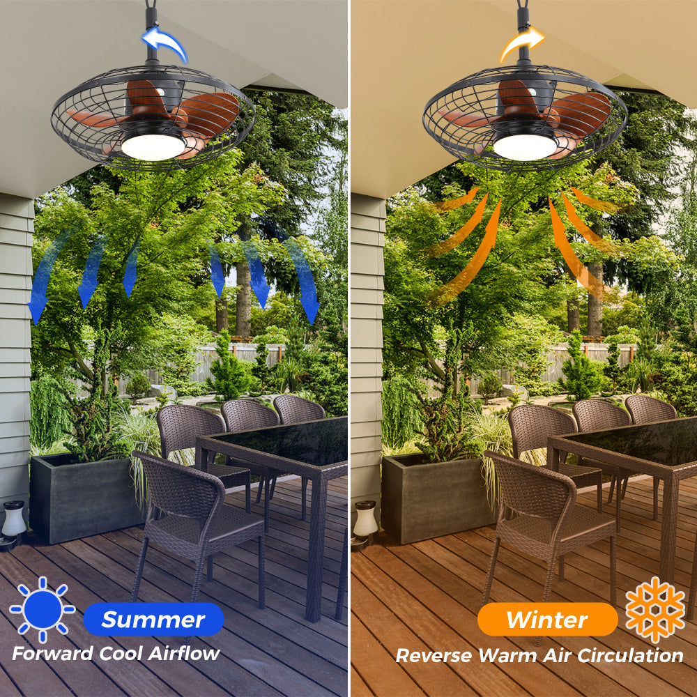 20" Outdoor Ceiling Fan with LED Light & Remote – 18W 3CCT, Reversible DC Motor & Weatherproof | Patio & Pergola