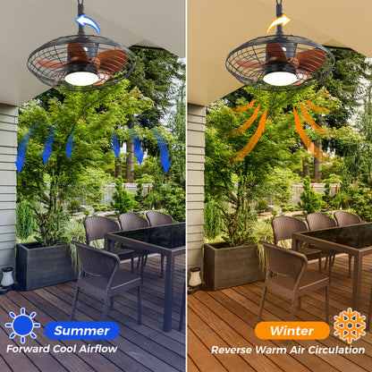 20" Outdoor Ceiling Fan with LED Light & Remote – 18W 3CCT, Reversible DC Motor & Weatherproof | Patio & Pergola