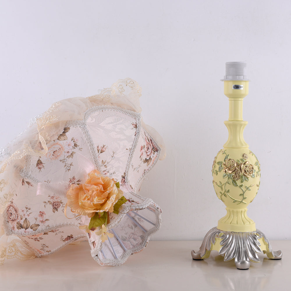 Victorian Pink & Ivory Table Lamp – Lace Pleated Shade & Beaded Fringe, Princess Bedside Night Light