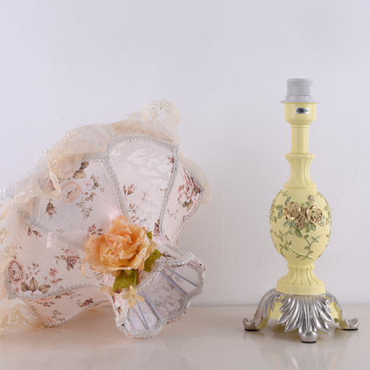 Victorian Pink & Ivory Table Lamp – Lace Pleated Shade & Beaded Fringe, Princess Bedside Night Light