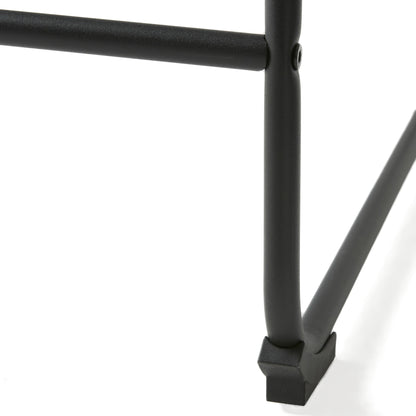 24" Vintage Brown Counter Stools with Wide Seat & Low Footrail | Set of 2 Upholstered Stools with Black Iron Frame