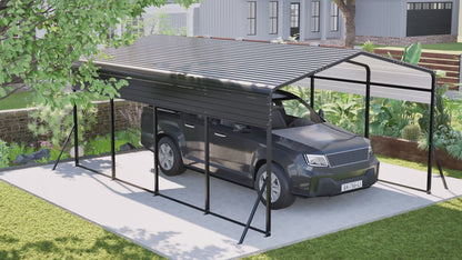 13×20 FT Metal Carport | Heavy-Duty Galvanized Steel Hardtop with Triangle Reinforced Frame & 4 Poles — All-Weather Vehicle & Outdoor Storage Shelter