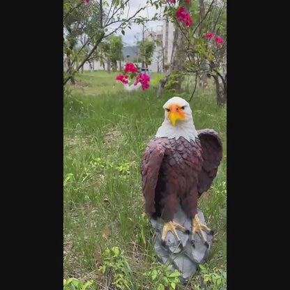 Large Bald Eagle Garden Statue | 24.4" Hand-Painted American Eagle Sculpture — Patriotic Indoor & Outdoor Decor